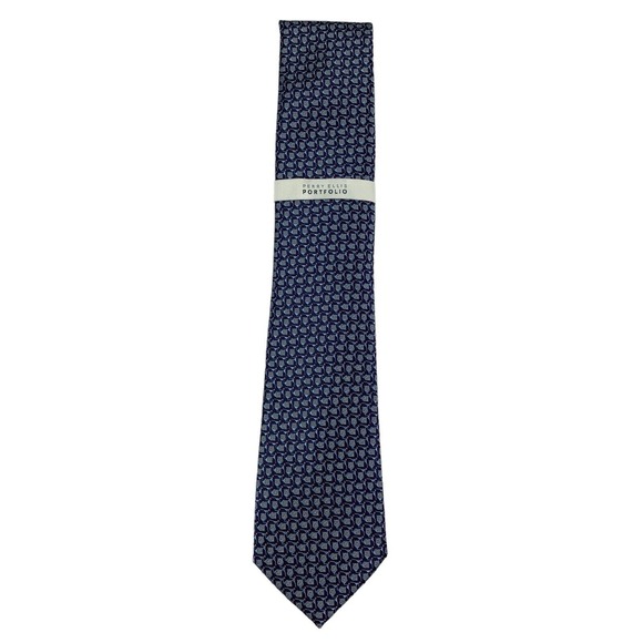 Perry Ellis Mens Cavert Geo Print Neck Tie Blue 3 1/8" - Picture 2 of 4